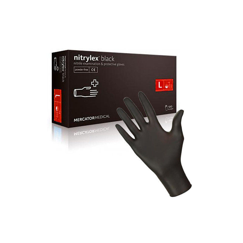 C RĘKAWICE NITRYLOWE 100 L CZARNE