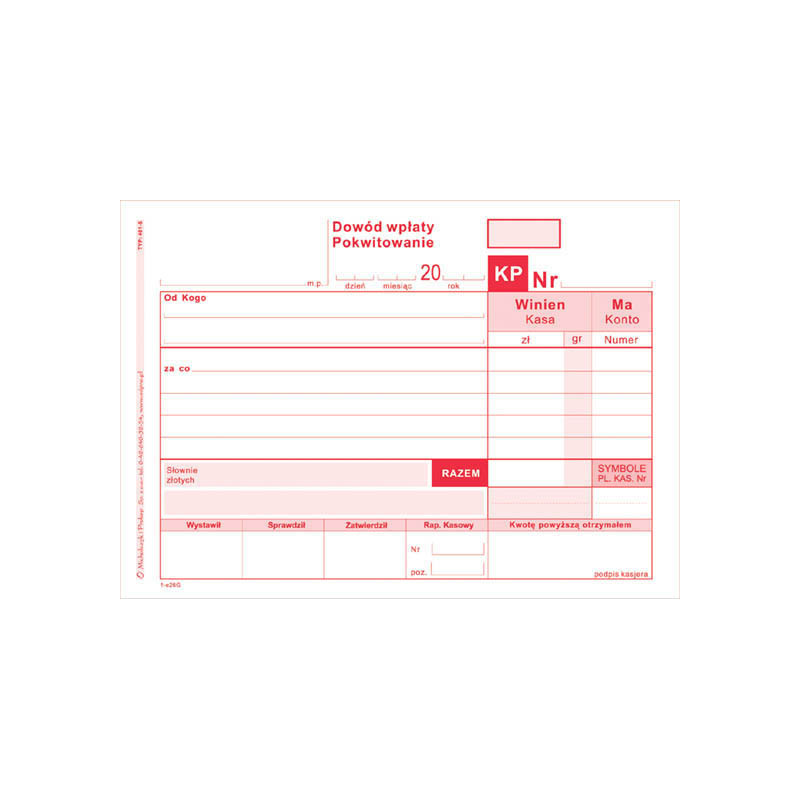 DRUK KP KASA PRZYJM 80 A6 MP 401-5