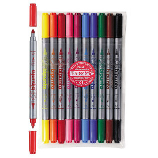 FLAMASTRY FIBRACOLOR 10 KOLORÓW DWUSTRONNE