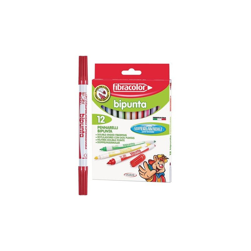 FLAMASTRY FIBRACOLOR 12 KOLORÓW DWUSTRONNE
