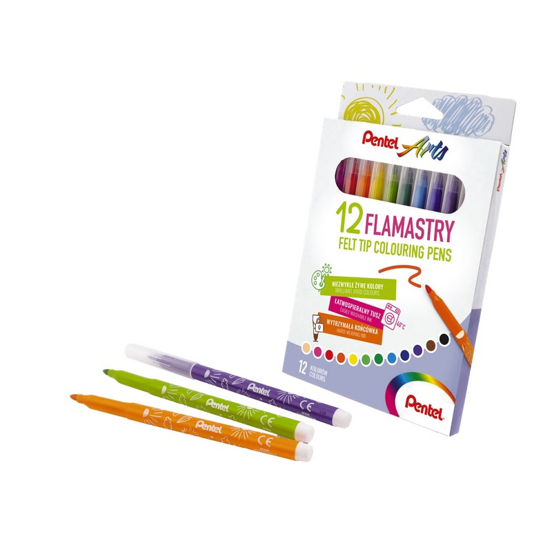 FLAMASTRY PENTEL SPIERALNE 12 KOLORÓW SCS2E-12