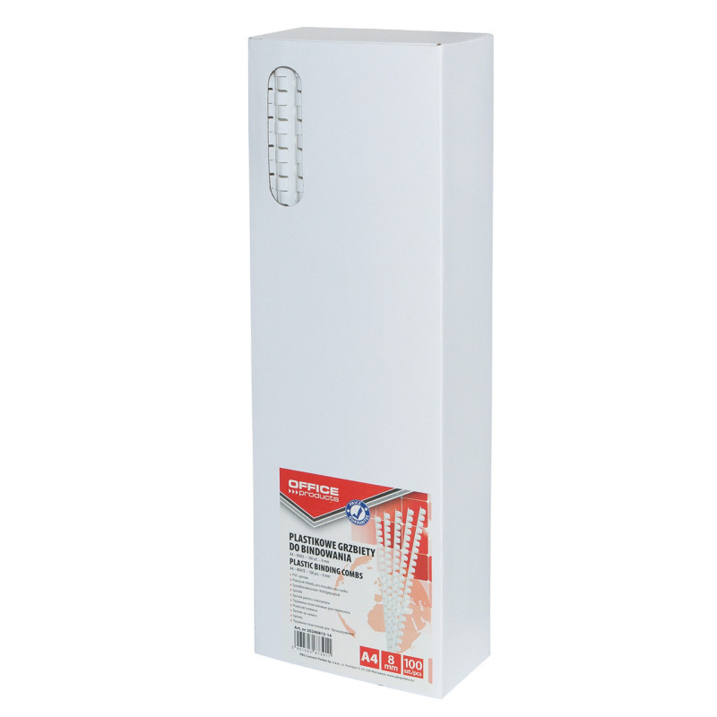 Grzbiety do bindowania A4  8mm białe 100 szt.
