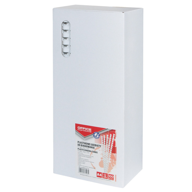 Grzbiety do bindowania A4 12mm białe 100 szt.