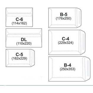 KOPERTA  DL BIAŁA SK OKNO LEWE 100 SZT