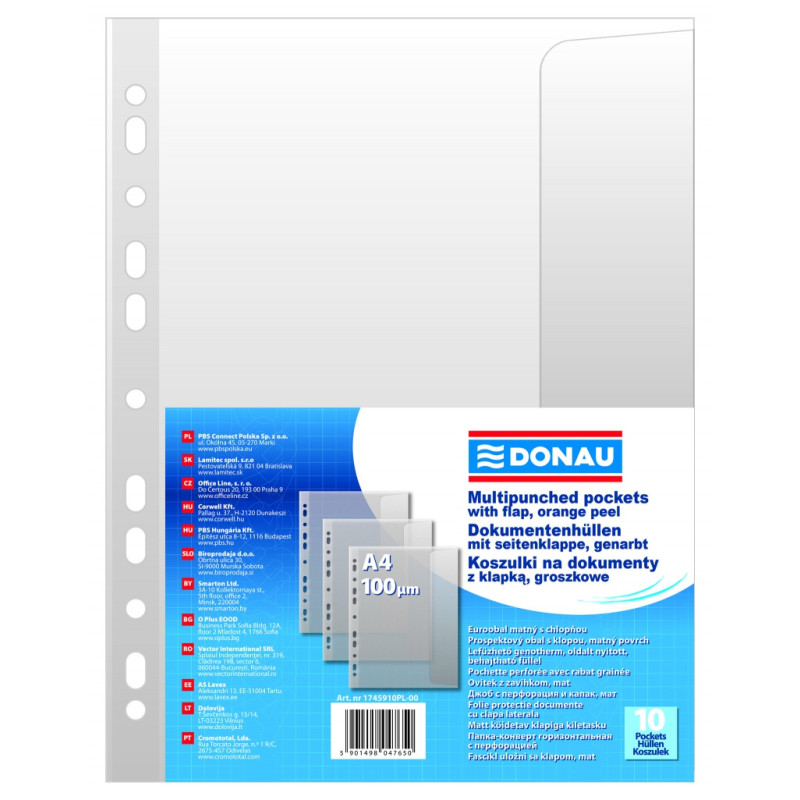 KOSZULKA A4 Z KLAPKĄ DONAU OP 10 SZT 100MIC