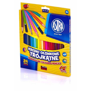 KREDKI ASTRA OŁÓWKOWE TRÓJKĄTNE 24 KOLORY