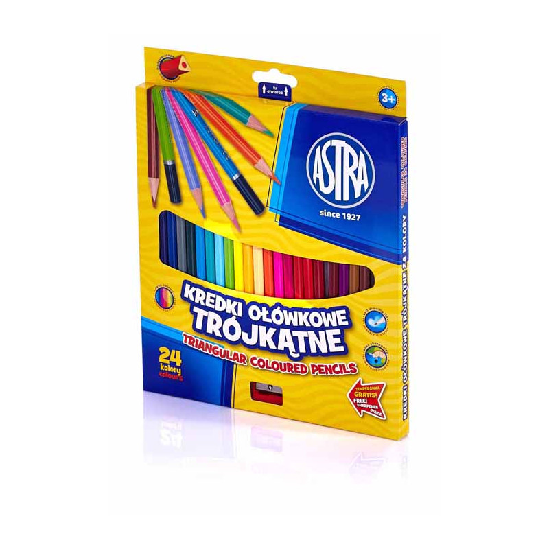 KREDKI ASTRA OŁÓWKOWE TRÓJKĄTNE 24 KOLORY