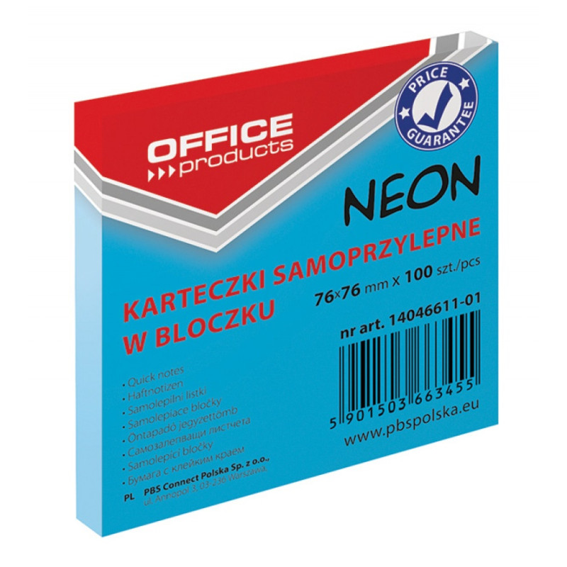 NOTES SAMOP.OFFICE 76X76MM NEON NIEBIESKI