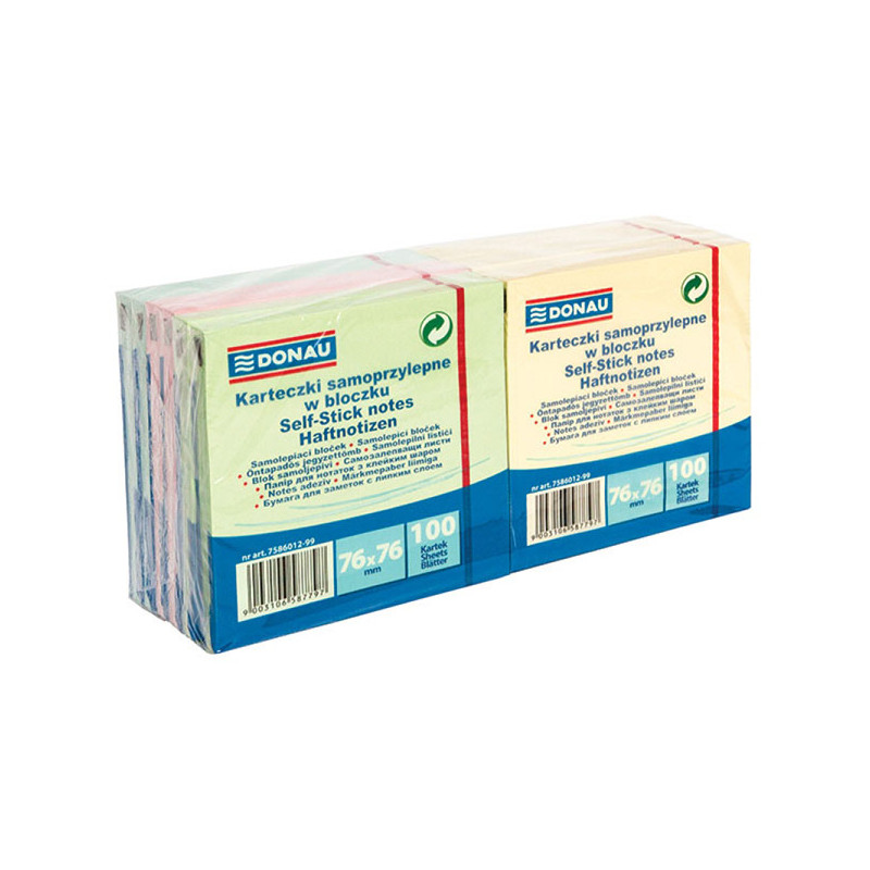 NOTES SAMOPRZYLEPNY DONAU 76X 76 12X100 MIX KOLOR