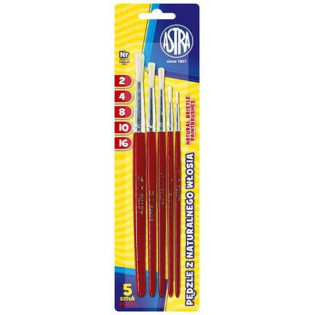 PĘDZLE ASTRA 5 SZT 2/4/8/10/16 NATURALNY WŁOS 