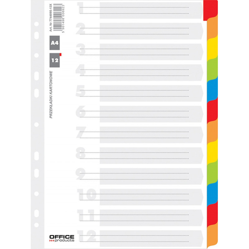PRZEKŁADKA OFFICE A4 LAMINOWANA 12 KOLORÓW 