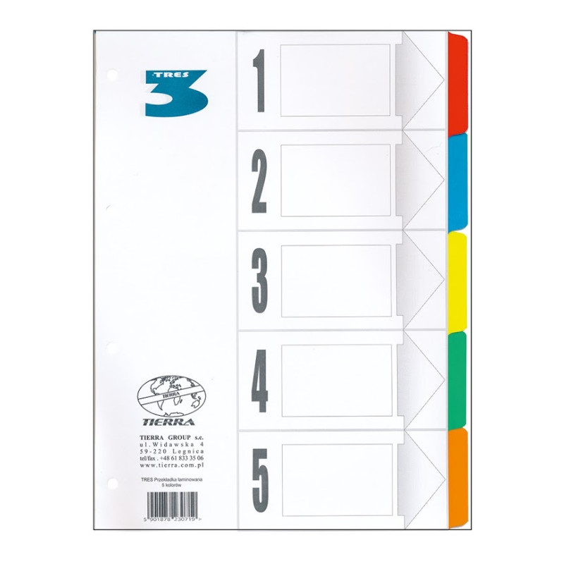 PRZEKŁADKA TRES A4 LAMINOWANA 5 KOLORÓW 