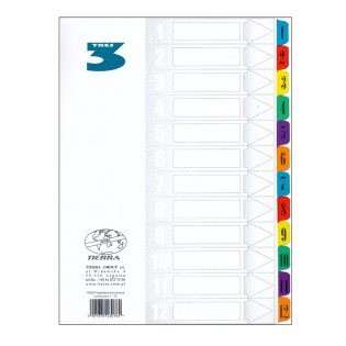 PRZEKŁADKA TRES A4 LAMINOWANA NUMERYCZNA 12 KOLOR