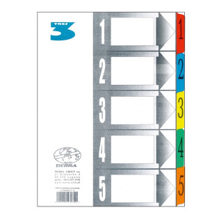 PRZEKŁADKA TRES A4 LAMINOWANA NUMERYCZNA 5 KOLOR