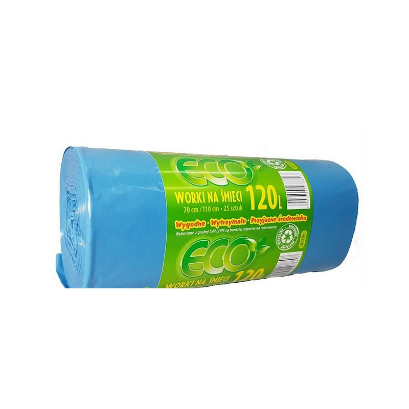WORKI NA ŚMIECI  ECO 120L 25SZT LD NIEBIESKIE 