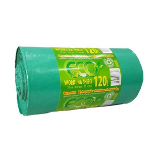 WORKI NA ŚMIECI  ECO 120L 25SZT LD ZIELONE