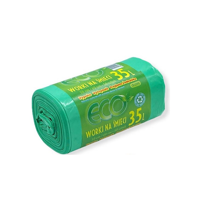 WORKI NA ŚMIECI  ECO 35L 50SZT LD ZIELONE 