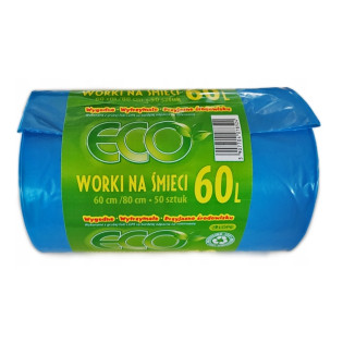 WORKI NA ŚMIECI  ECO 60L 50SZT LD NIEBIESKIE