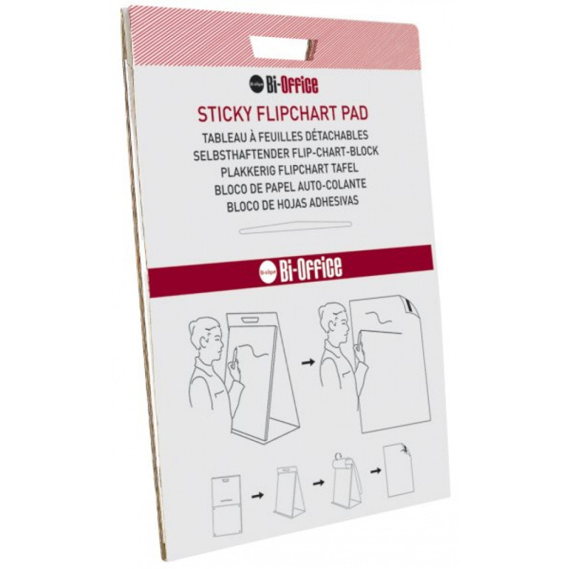 Flipchart-blok BI-OFFICE, samoprzylepny, 50x58,5cm, gładki