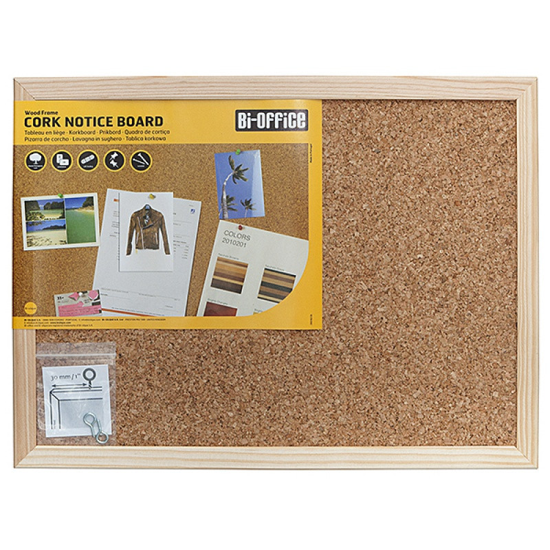Tablica korkowa BI-OFFICE, 40x30cm, rama drewniana
