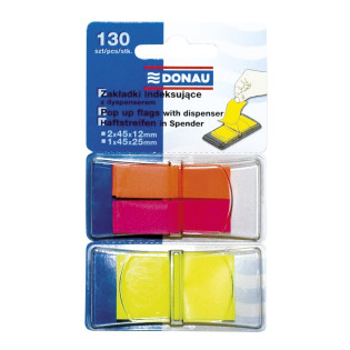 Zakładki indeksujące DONAU, PP, 12x45mm/25x45mm, 2x40/1x50 kart., mix kolorów
