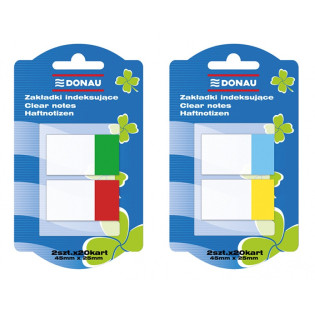 Zakładki indeksujące DONAU, PP, 25x45mm, 2x20 kart., mix kolorów
