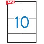 Etykiety uniwersalne APLI, 105x57mm, prostokątne, białe 100 ark.