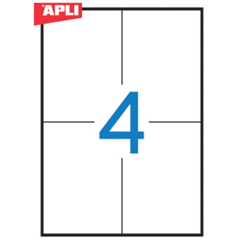 Etykiety uniwersalne APLI, 105x148mm, prostokątne, białe 100 ark.