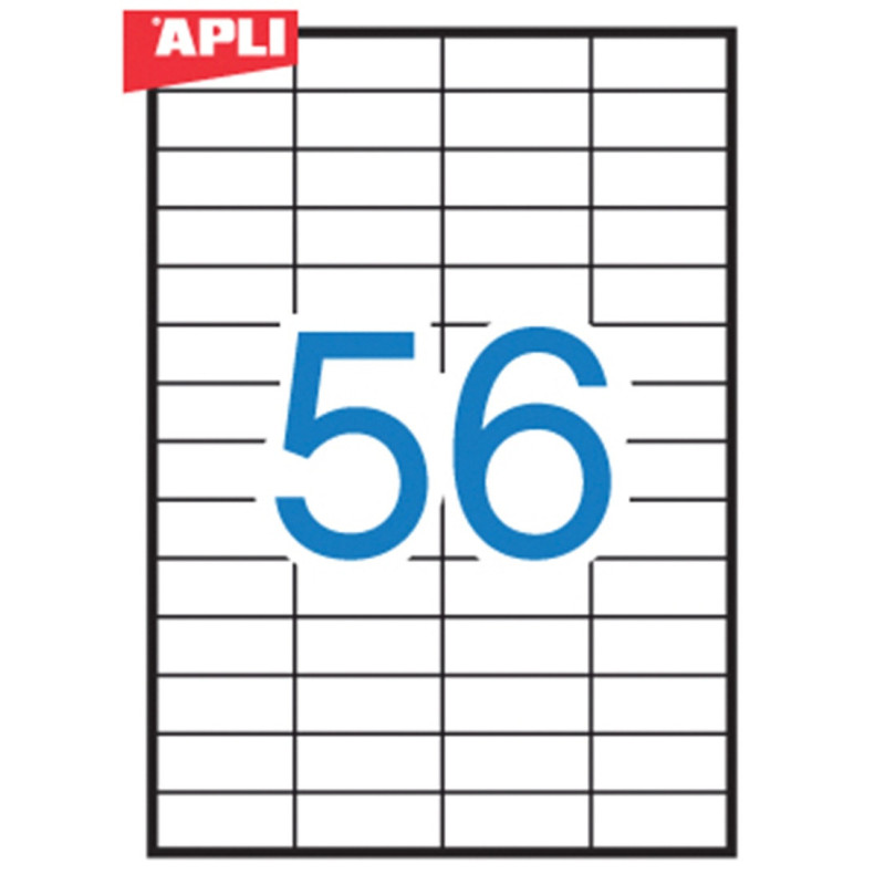 Etykiety uniwersalne APLI, 52,5x21,2mm, prostokątne, białe 100 ark.