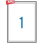 Etykiety uniwersalne APLI, 199,6x289,1mm, zaokrąglone, białe 100 ark.