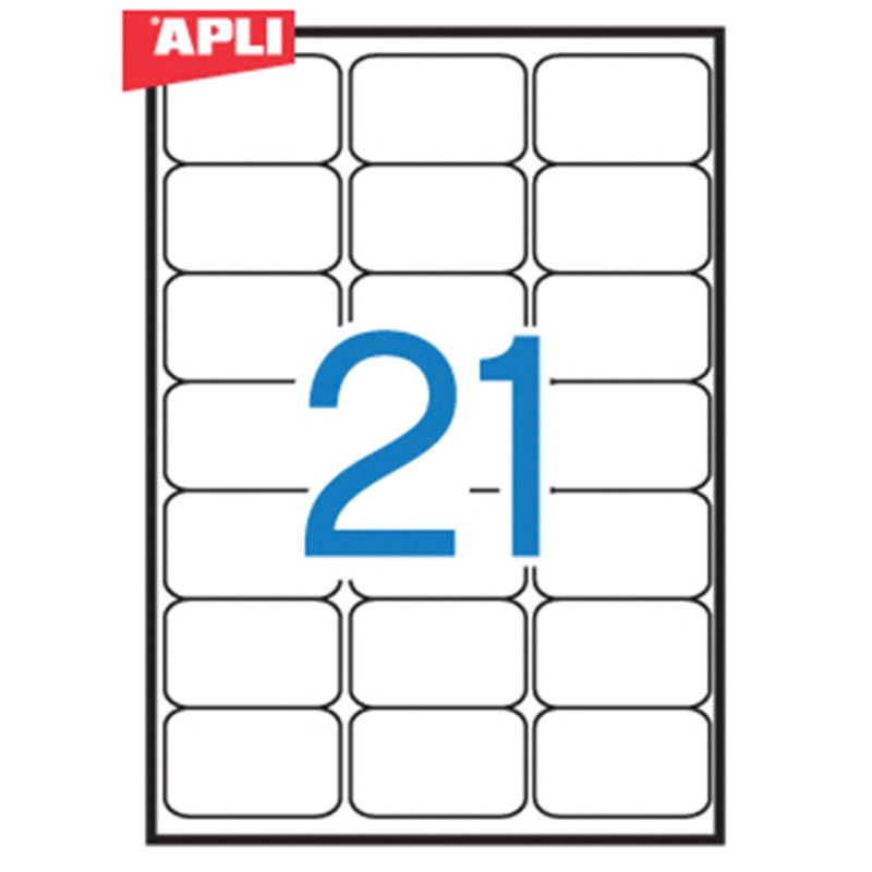 Etykiety uniwersalne APLI, 63,5x38,1mm, zaokrąglone, białe 100 ark.