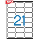 Etykiety uniwersalne APLI, 63,5x38,1mm, zaokrąglone, białe 100 ark.