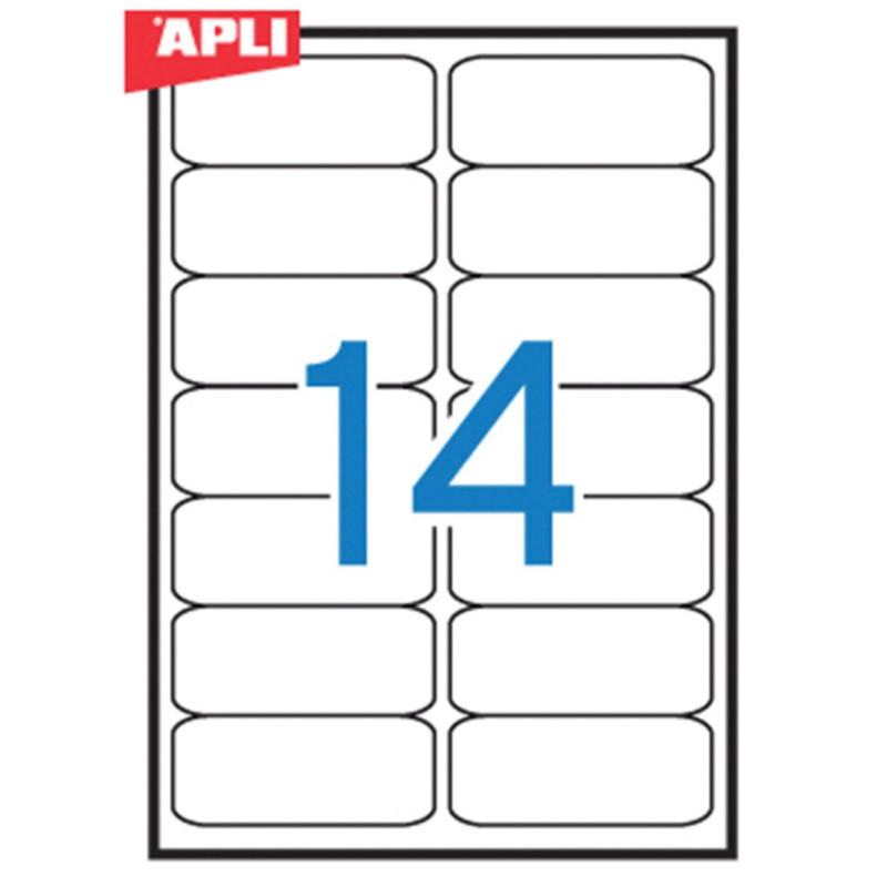 Etykiety uniwersalne APLI, 99,1x38,1mm, zaokrąglone, białe 100 ark.