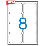 Etykiety uniwersalne APLI, 99,1x67,7mm, zaokrąglone, białe 100 ark.