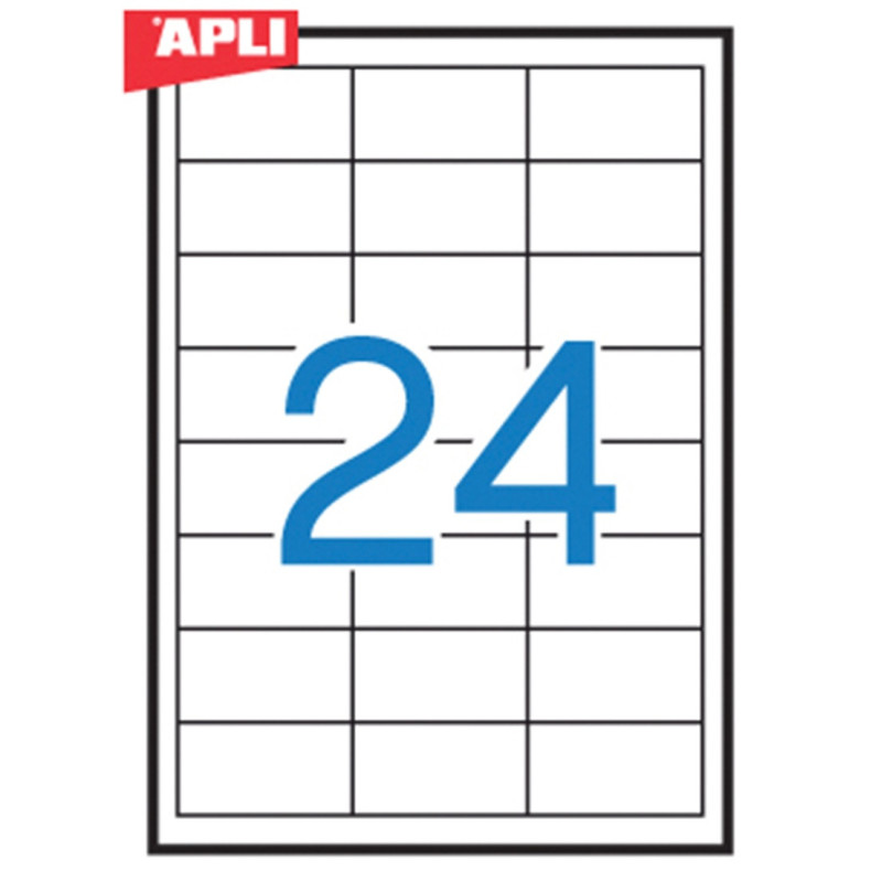 Etykiety poliestrowe APLI, 64,6x33,8mm, prostokątne, białe 20 ark.