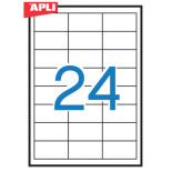 Etykiety poliestrowe APLI, 64,6x33,8mm, prostokątne, białe 20 ark.