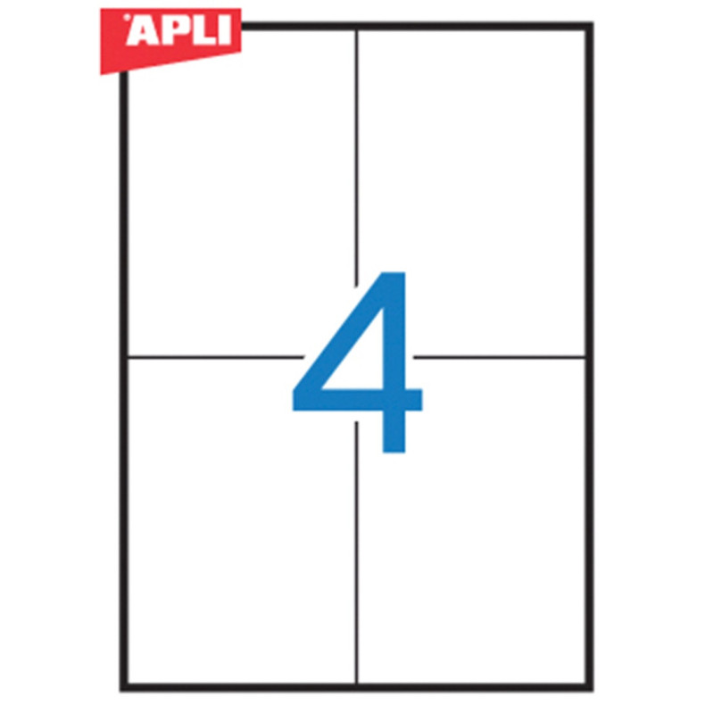 Etykiety poliestrowe APLI, 105x148mm, prostokątne, białe 20 ark.