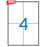 Etykiety poliestrowe APLI, 105x148mm, prostokątne, białe 20 ark.