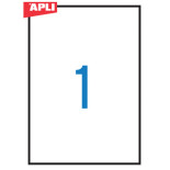 Etykiety poliestrowe APLI, 210x297mm, prostokątne, białe 20 ark.