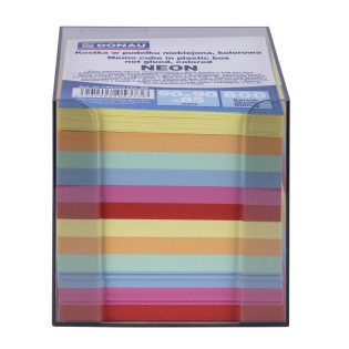 Kostka DONAU nieklejona, w pudełku, 95x95x95mm, ok. 800 kart., neon, mix kolorów