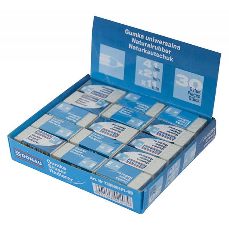 Gumka uniwersalna DONAU, 41x21x11mm, biała