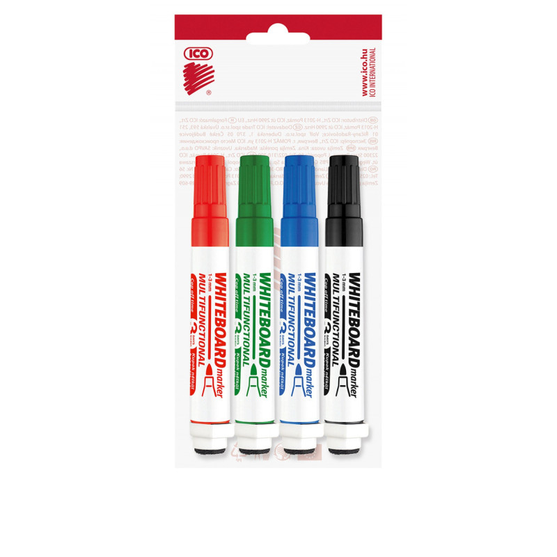 Marker do tablic ICO XXL z gąbką, 4szt., mix kolorów