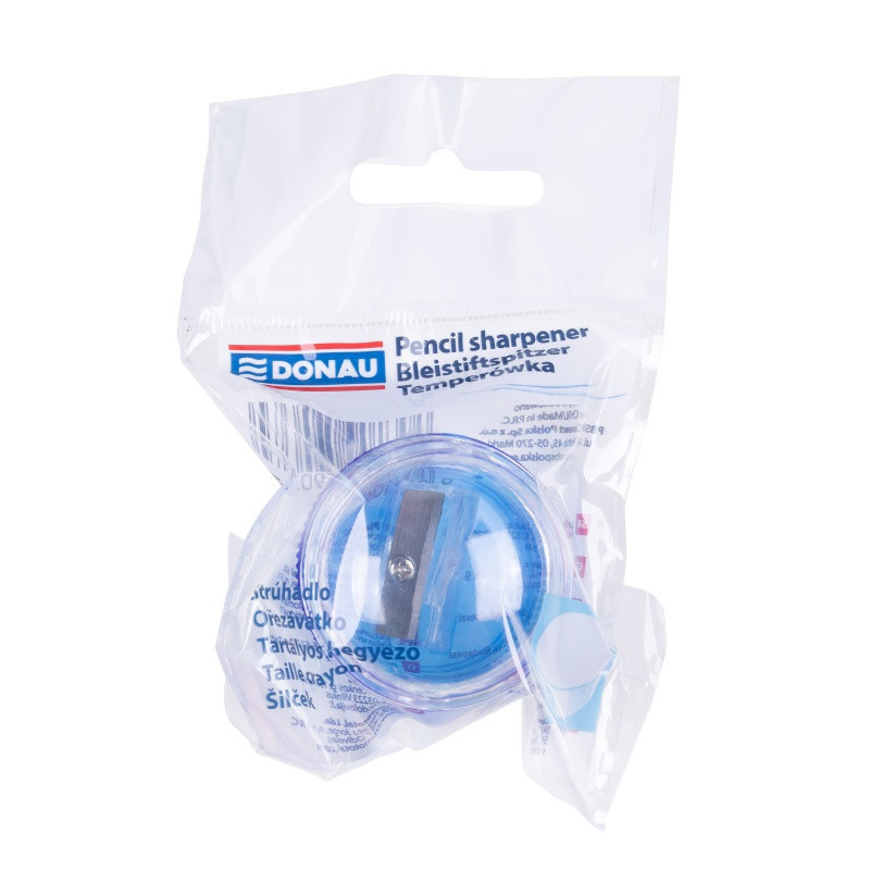 Temperówka DONAU, plastikowa, pojedyncza, mała okrągła, mix kolorów