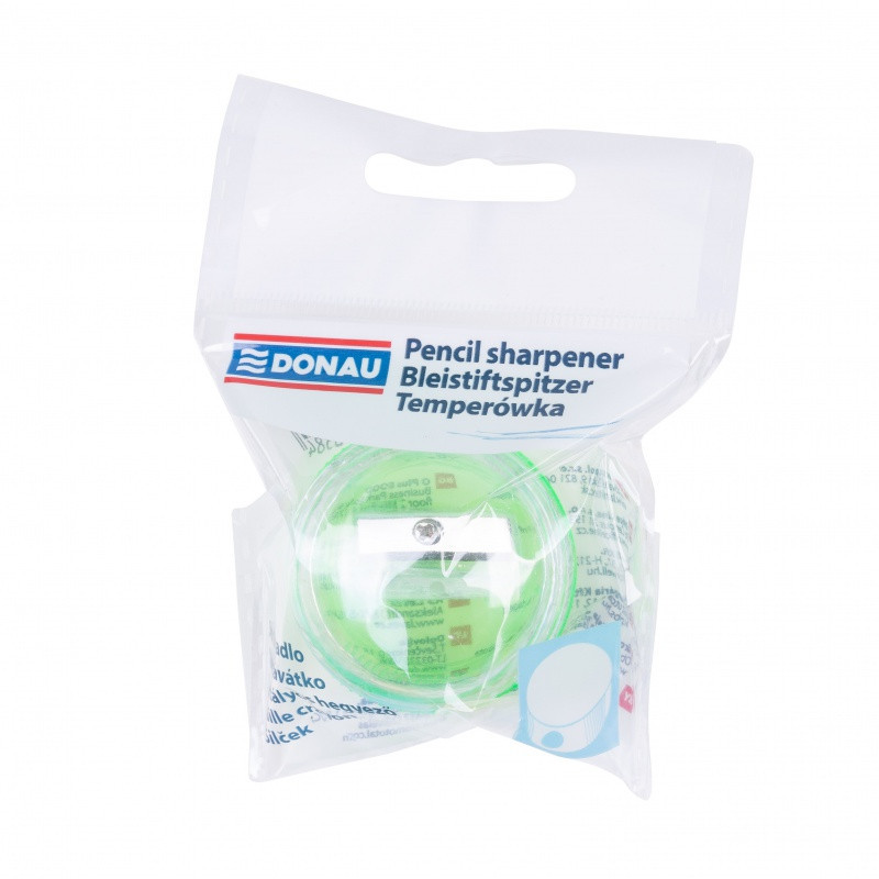 Temperówka DONAU, plastikowa, pojedyncza, mała okrągła, mix kolorów