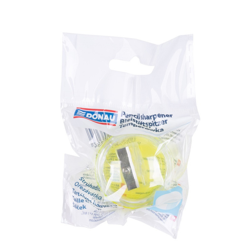 Temperówka DONAU, plastikowa, pojedyncza, mała okrągła, mix kolorów