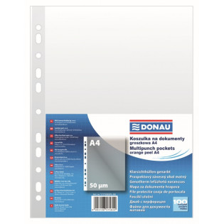 Koszulki na dokumenty DONAU, PP, A4, groszkowe, 50mikr., 100szt.