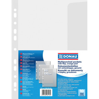 Koszulki z klapką DONAU, PP, B4, groszkowe, 100mikr., 10szt.