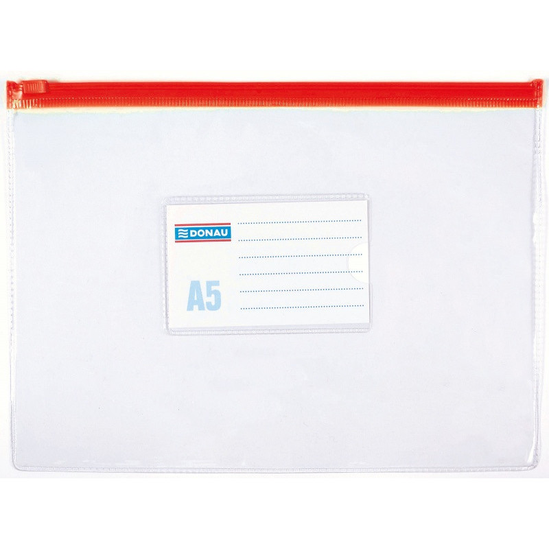 Torebka z suwakiem DONAU, PVC, A5, transparentna