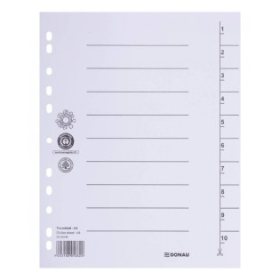 Przekładka DONAU, karton, A4, 235x300mm, 1-10, 1 karta, biała
