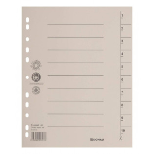 Przekładka DONAU, karton, A4, 235x300mm, 1-10, 1 karta, jasnobrązowa